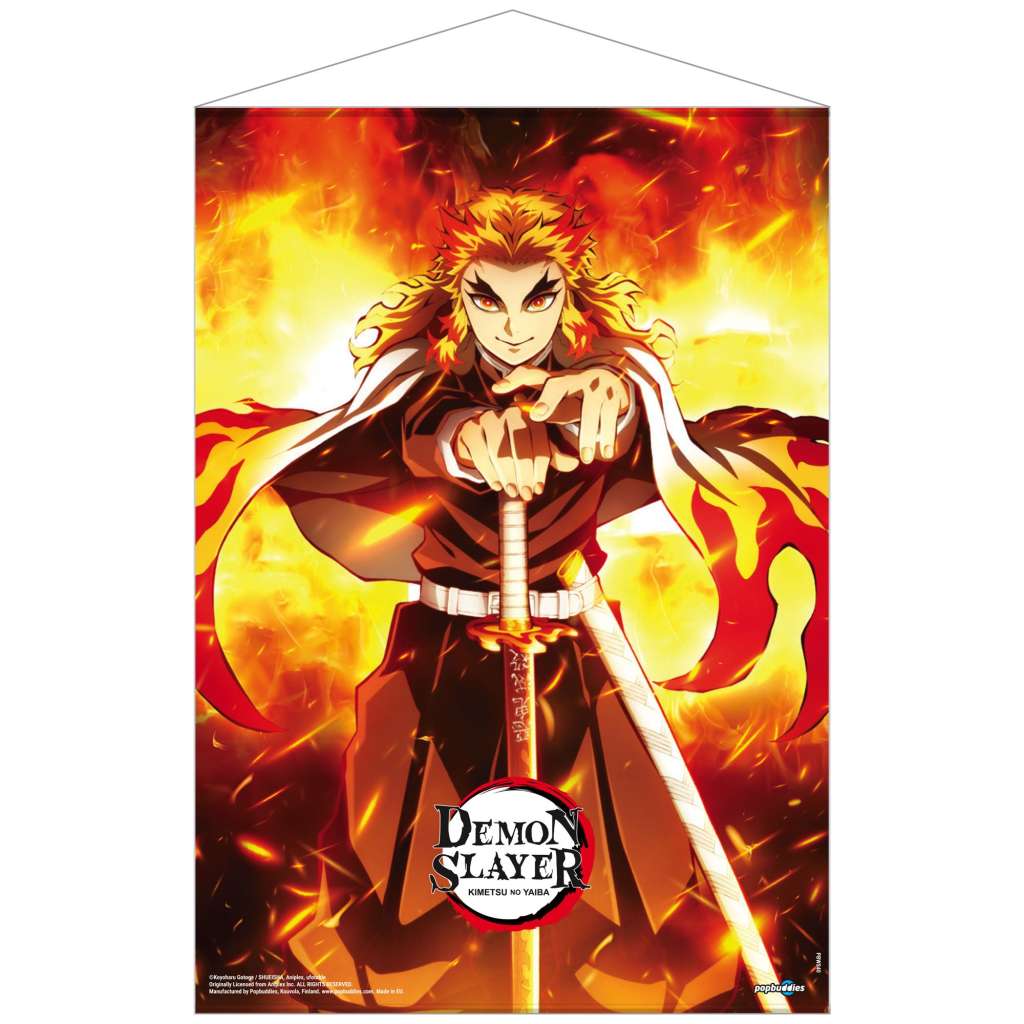 Demon slayer kyojuro rengoku fabric wall scroll