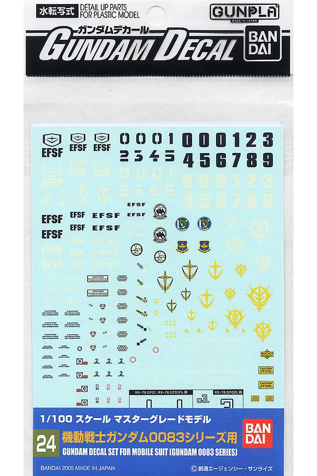 Gundam decal mg multi 0083