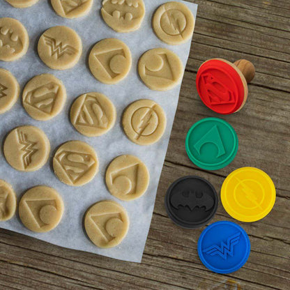 Justice league logo cookie stamps set