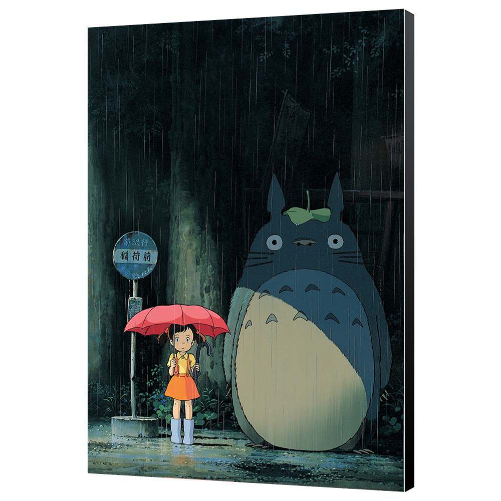 Totoro with umbrella 35x50 wood panel