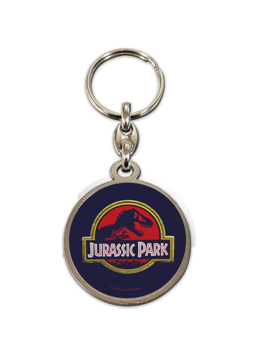 Jurassic park movie logo round metal Nyckelring