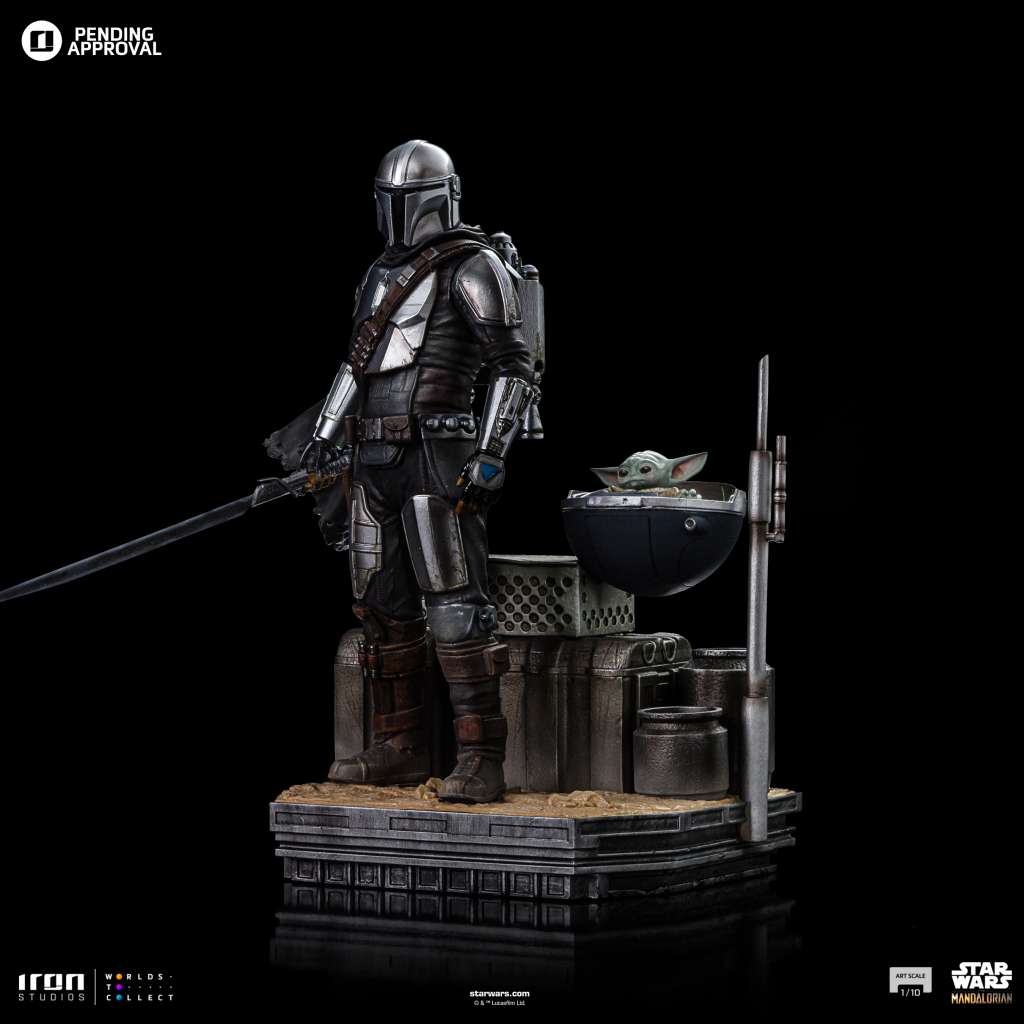 Mandalorian din djarin and din grogu 1/10 Staty